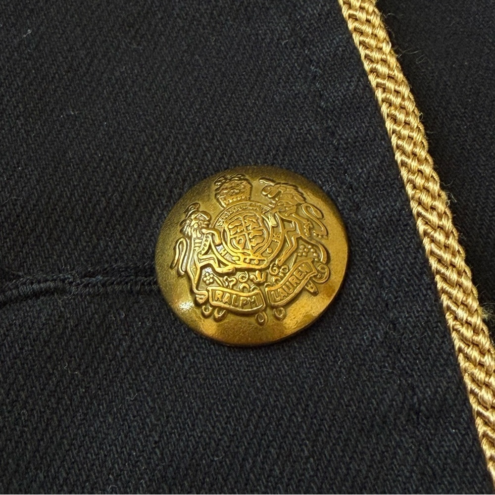 Lauren Ralph Lauren Women's Black Y2K Jean Jacket with Gold Buttons Size 6 - Picture 6 of 9
